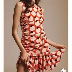 Hutch Sleeveless Shirred Asymmetrical Ruffle-Hem Dress